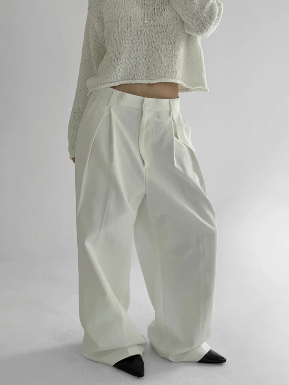 Maenique White Cotton Trousers